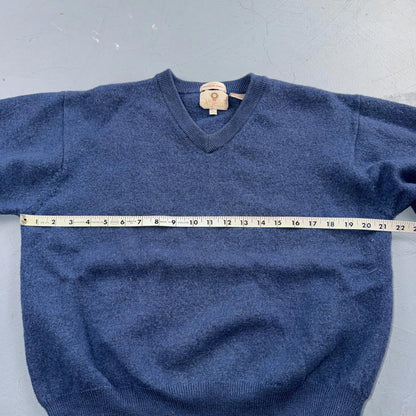 Patrick James Viyella V Neck Pullover Sweater 100% Merino Wool XL Shrunk Blue