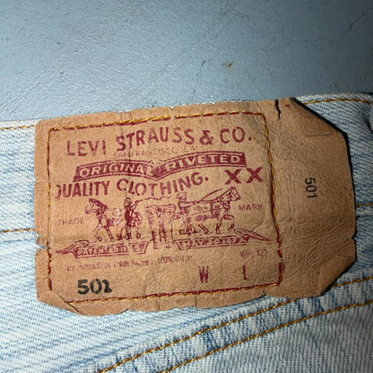 Levis 501 Vintage Y2K 90s XX Straight Leg Jeans Blue Light Wash Stripe Act 33x29