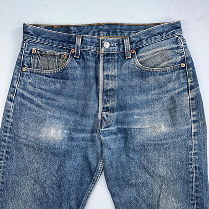 Levis 501 Vintage 90s USA XX Straight Leg Jeans Blue Med Wash 34x34 Act 31x30