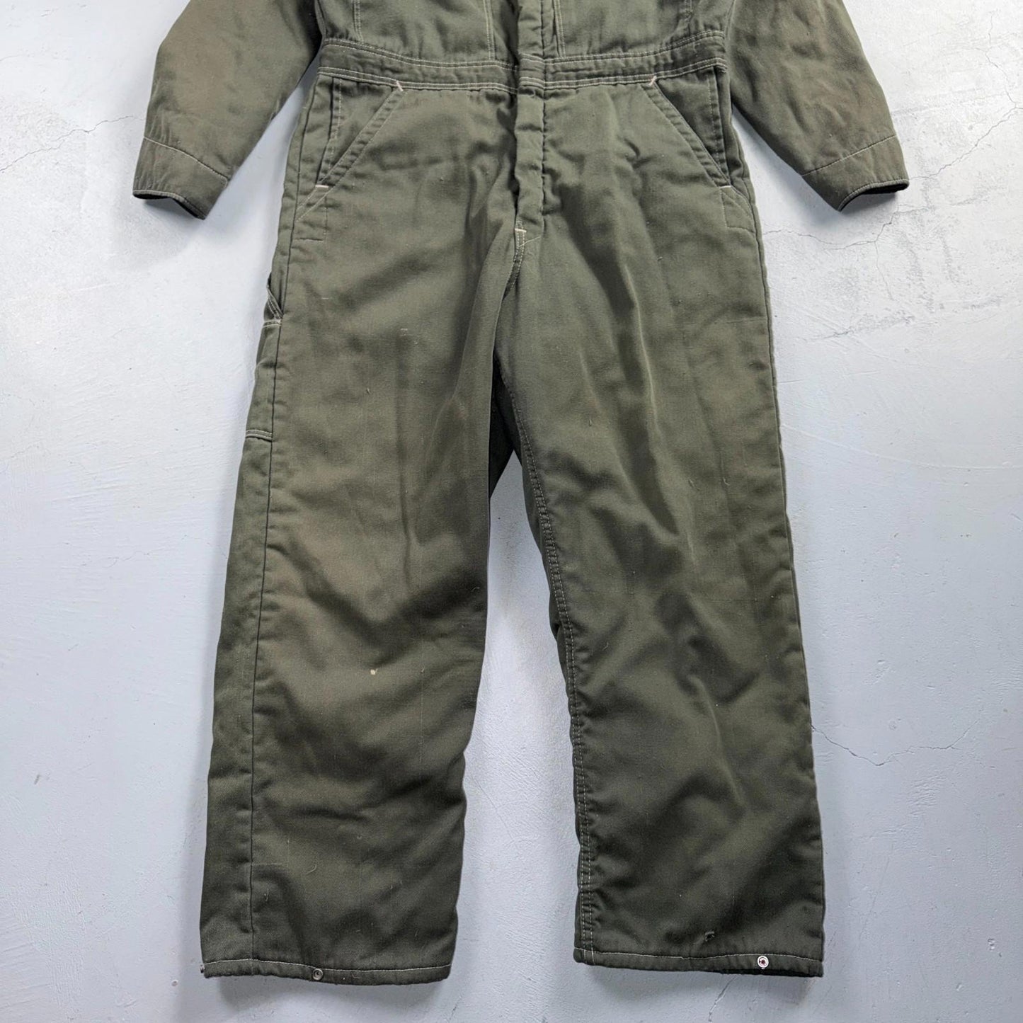 VTG 60s Wrangler Big Ben Work Coveralls Mens M Long Green Jumpsuit Zip Utility