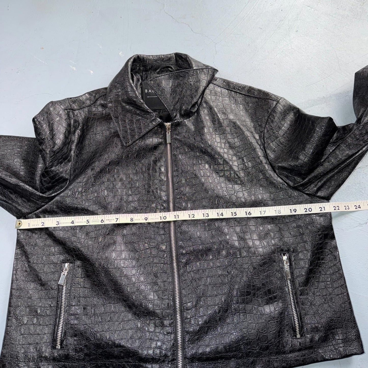 Bagatelle Black Leather VTG Jacket Womens Large Short Biker Cropped Racer Y2K