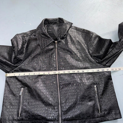 Bagatelle Black Leather VTG Jacket Womens Large Short Biker Cropped Racer Y2K