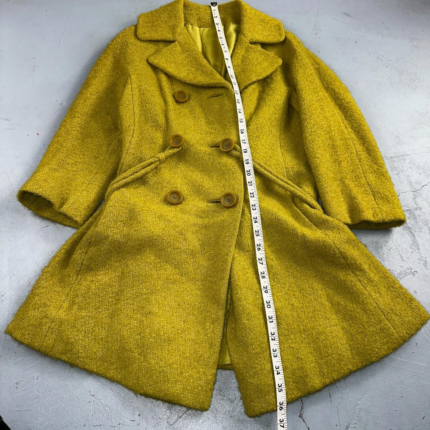 Vintage 60s Green Tennis Wool Coat ILGWU Union Mod Double Breasted Rockabilly