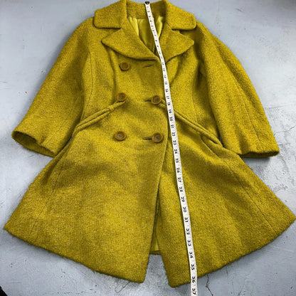Vintage 60s Green Tennis Wool Coat ILGWU Union Mod Double Breasted Rockabilly