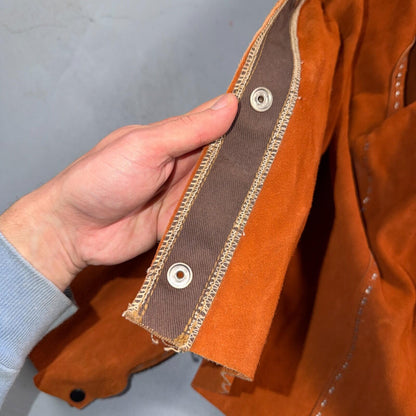 VTG 60s 50s Brown Suede Leather Button Jacket Western Snap Rockabilly Staple