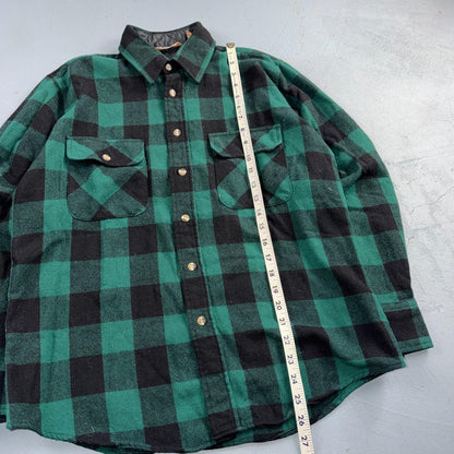 VTG Cabelas Shirt Mens M Buffalo Plaid Wool Blend Flannel Workwear Logger Green