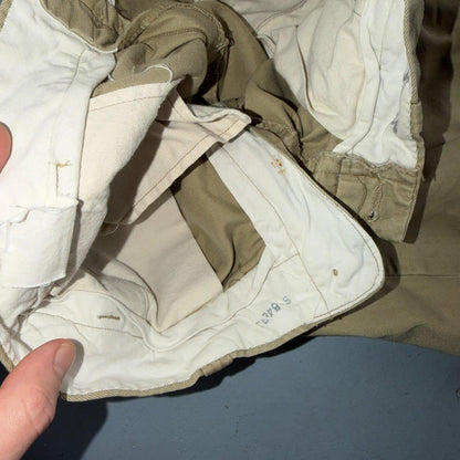 WWII era US Army Shorts Athletic Khaki Chino Pleated Missing Button Rare