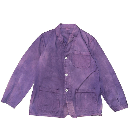 VTG 1940s 50s Overcoat Overdye Purple Jacket Rockabilly Pos WWII Chore Work Coat