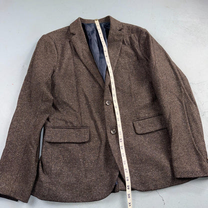 David Hart x GAP Brown Specked M Tweed Sport Coat Wool Silk Suit Pants 2PC 30x32