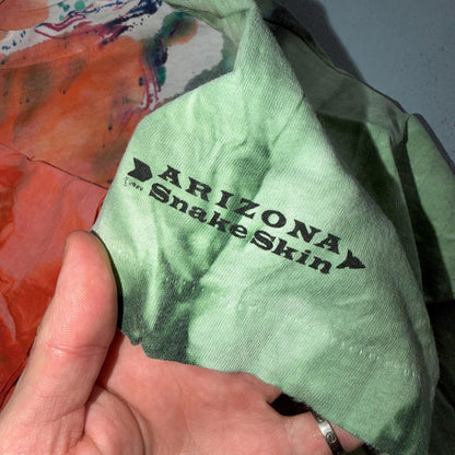 Arizona Snake Skin Tie Dye Vintage T Shirt 80s Single Stitch Green Red 1980s Rap