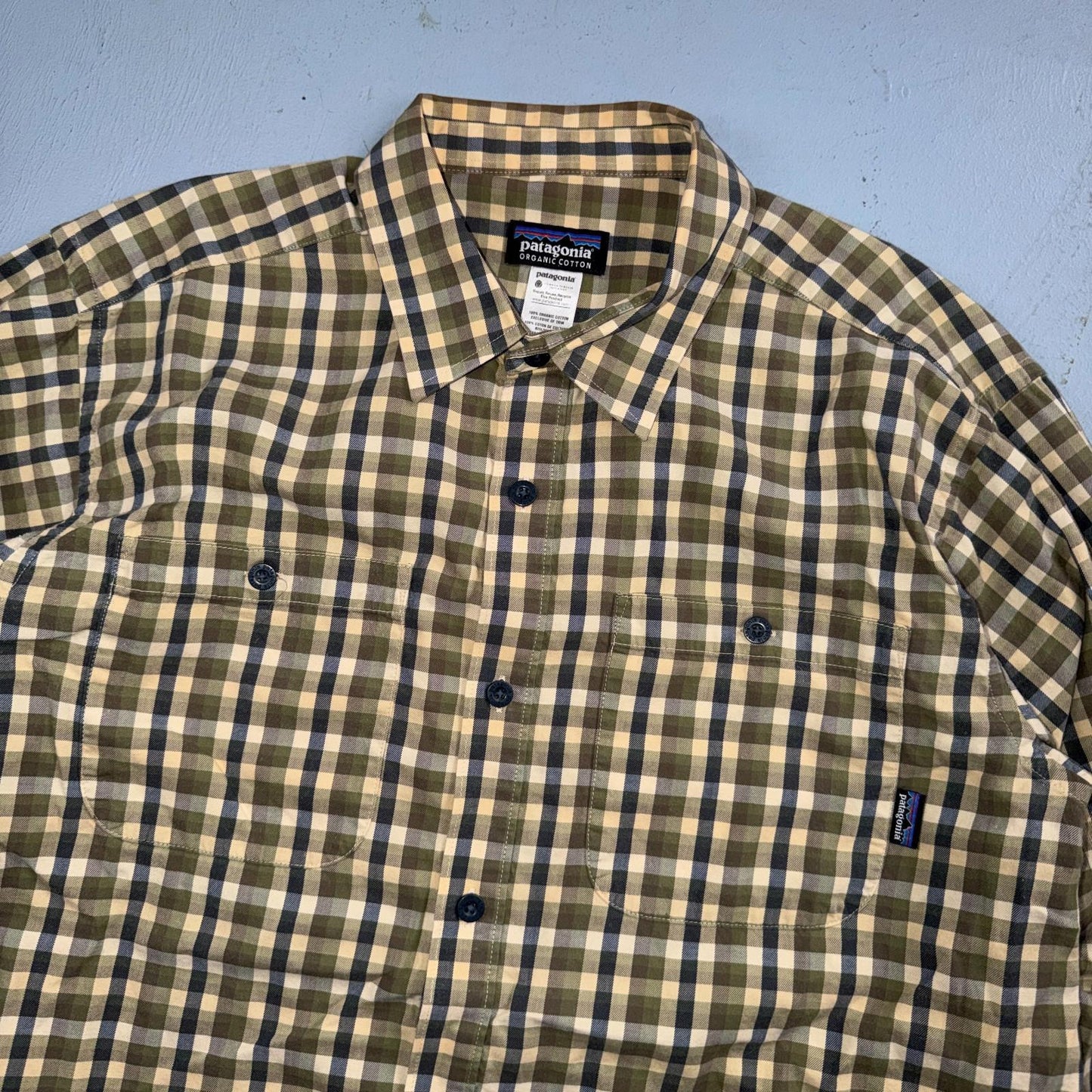 Patagonia Button Front Shirt Mens M Brown Plaid Organic Cotton Long Sleeve