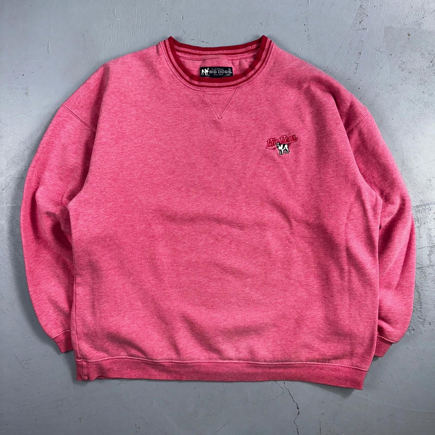 Big Dogs Vintage Sweatshirt Womens XL Pink Crewneck Pullover Embroidered Y2k