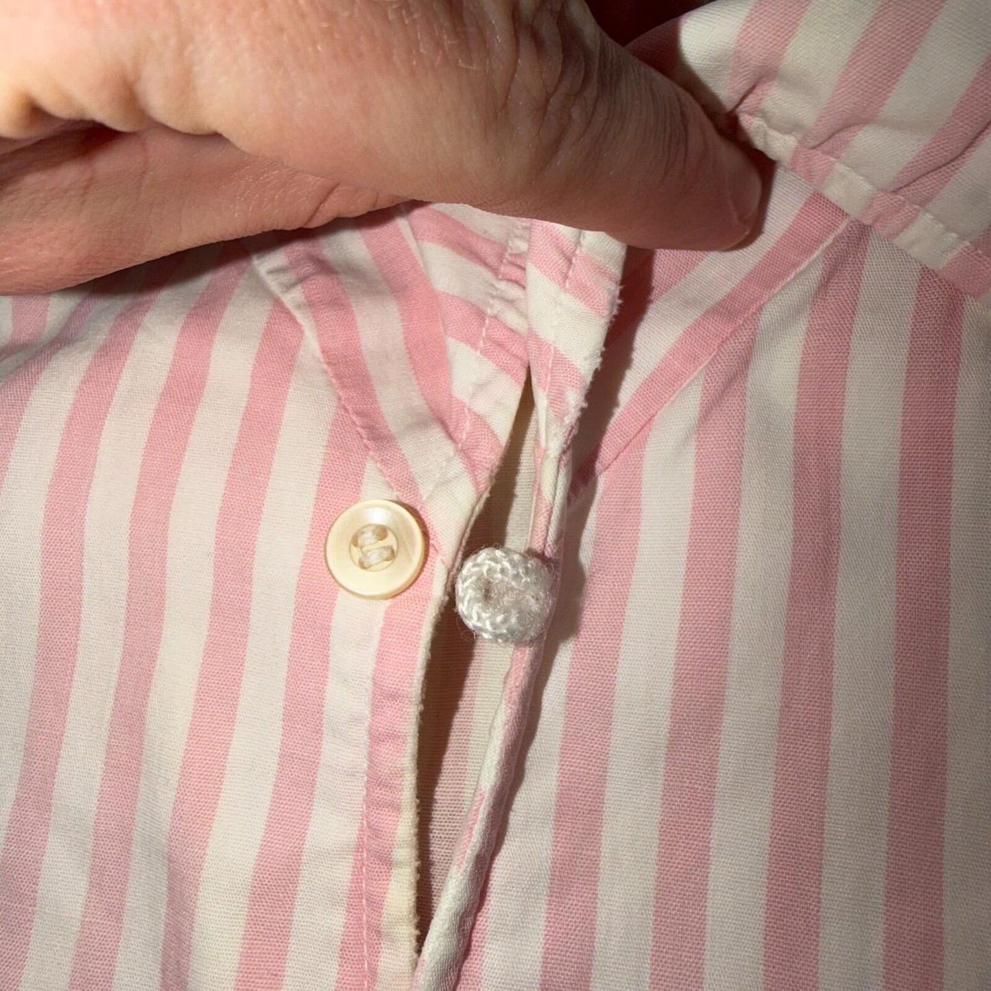 Vintage 50s Riley’s Mens S Pink White Stripe Loop Collar Shirt Rockabilly 1950s