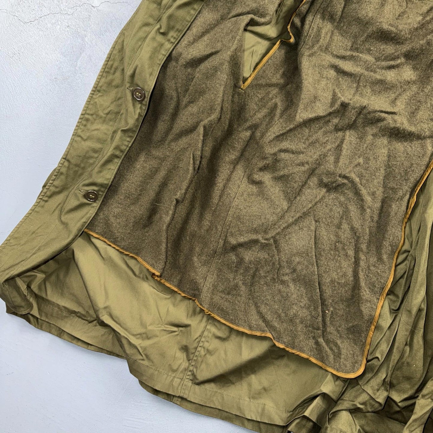 1950s Korean War US Military Wool Lined Overcoat Belted Trench Coat Small VTG