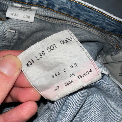 Levis 501 Vintage Y2K XX Straight Leg Jeans 33x36 Light Wash 2000s Act 31x31
