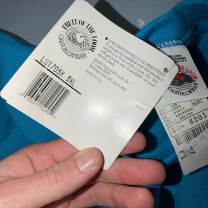 VTG FOTL Tags Sweatshirt Mens 3XL Blue Travel USA America Basic Deadstock