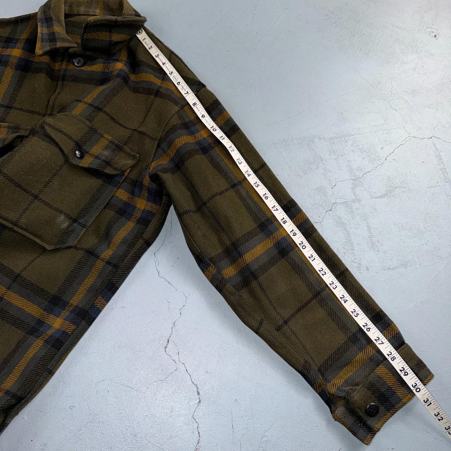 VTG Pendleton Mens Mackinaw Cruiser Wool Coat M Brown Plaid Field Jacket 70s