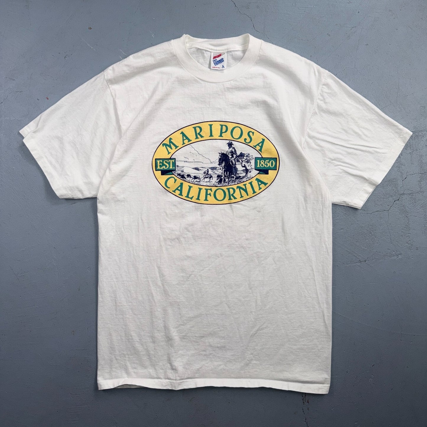 VTG 90s Mariposa California T Shirt Jerzees Travel USA Single Stitch Tee L USA