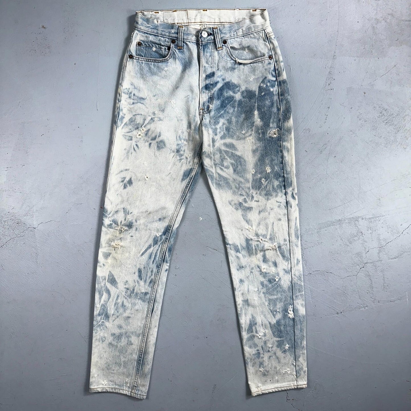 Levis 501 Vintage 80s USA XX Straight Leg Jeans 30x36 Bleach Light Wash Ac 26x31