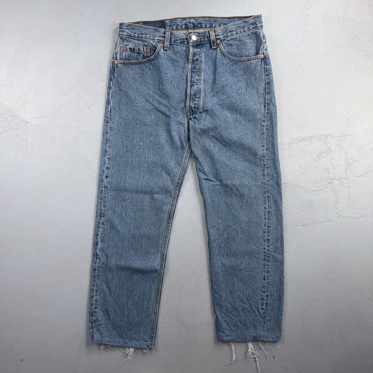 Levis 501 Vintage 90s USA XX Straight Leg Jeans Blue Light Wash 34x30 Act 33x26