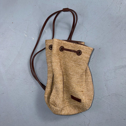 Rosetti Woven Purse Natural Tan Zippered Classic Small Bag Faux Leather Strap