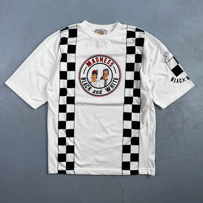 Madness Hot Girls VTG T Shirt Twin Medium 90s Black White Checkerboard Drama Art