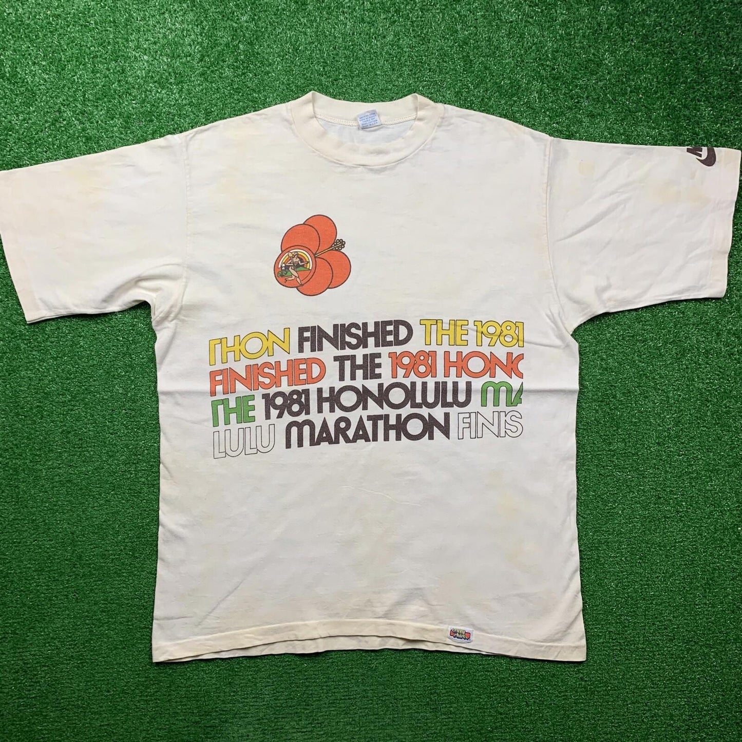 Vintage Nike T Shirt USA Rare Jordan 1981 Finisher Honolulu 80s Japan Geisha