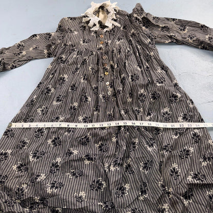 Antique Edwardian 1800s Calico Day Dress House Farm Dress Victorian 1900s Lace