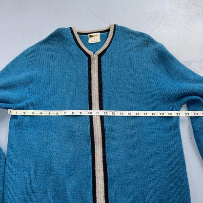 VTG Allen A 100% 2-Ply Shetland Wool Cardigan Sweater Rockabilly 60s 1960s Zip