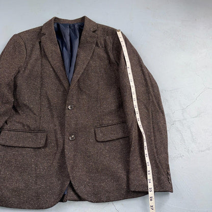 David Hart x GAP Brown Specked M Tweed Sport Coat Wool Silk Suit Pants 2PC 30x32