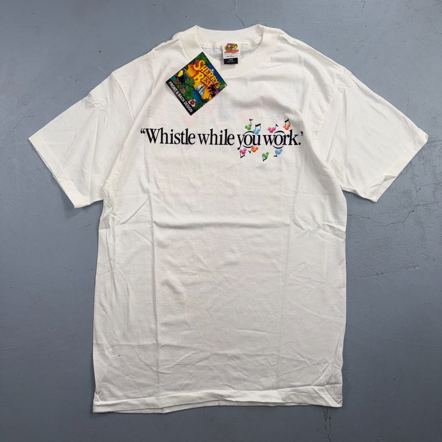 VTG 90s Disney Snow White Whistle While You Work NOS Graphic T Shirt Theme Park