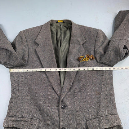VTG Farah Wool Tweed Blazer Jacket Sport Suit Coat Gray Size 42L Herringbone