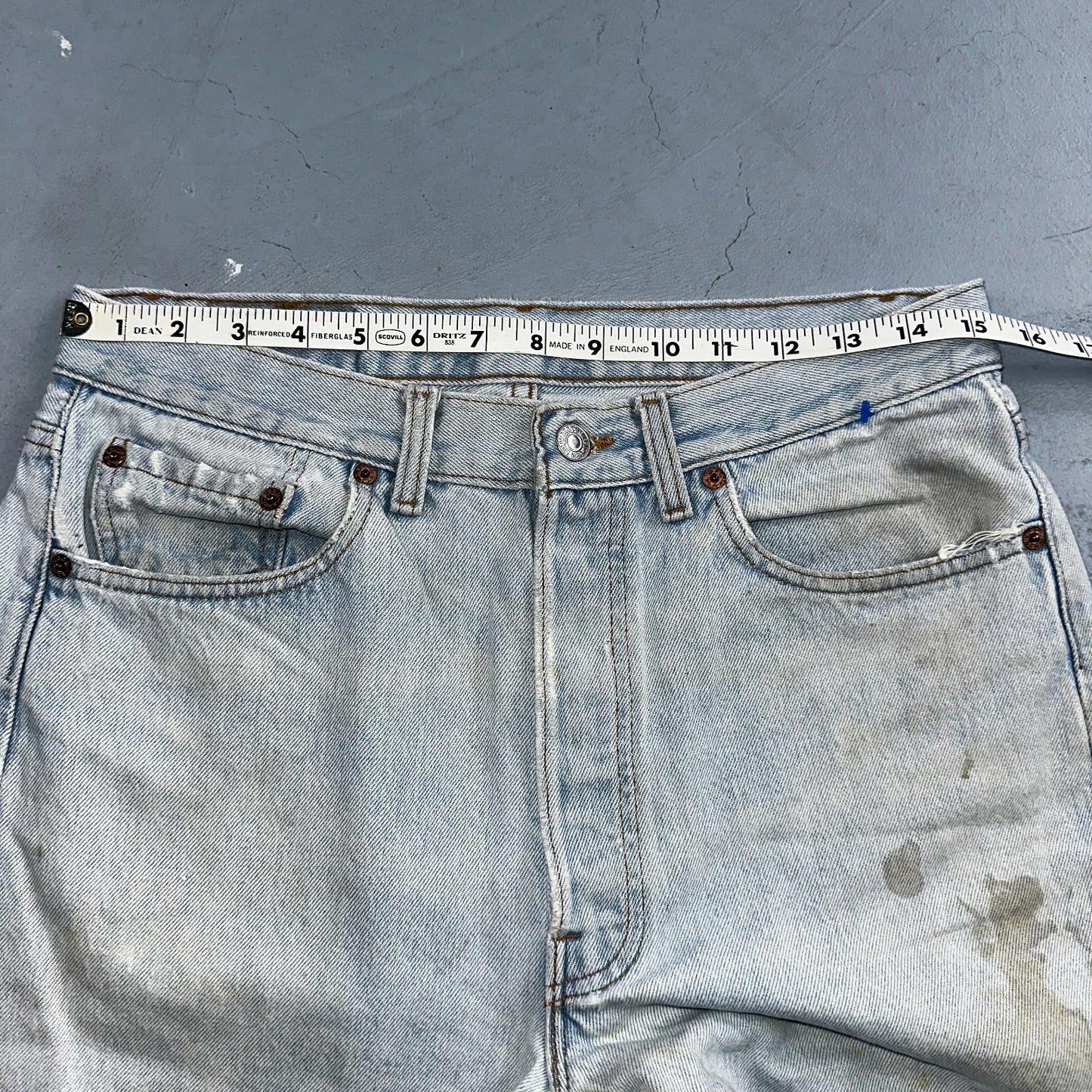 Levis 501 Vintage 90s USA XX Straight Leg Jeans Blue Light Wash 33x34 Act 30x32