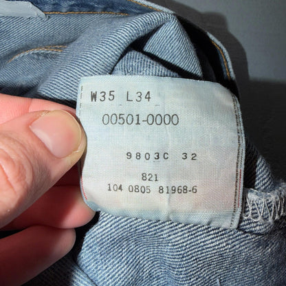 Levis 501 Vintage Y2K Mexico Straight Leg Jeans 35x34 90s Light Wash Act 32x29