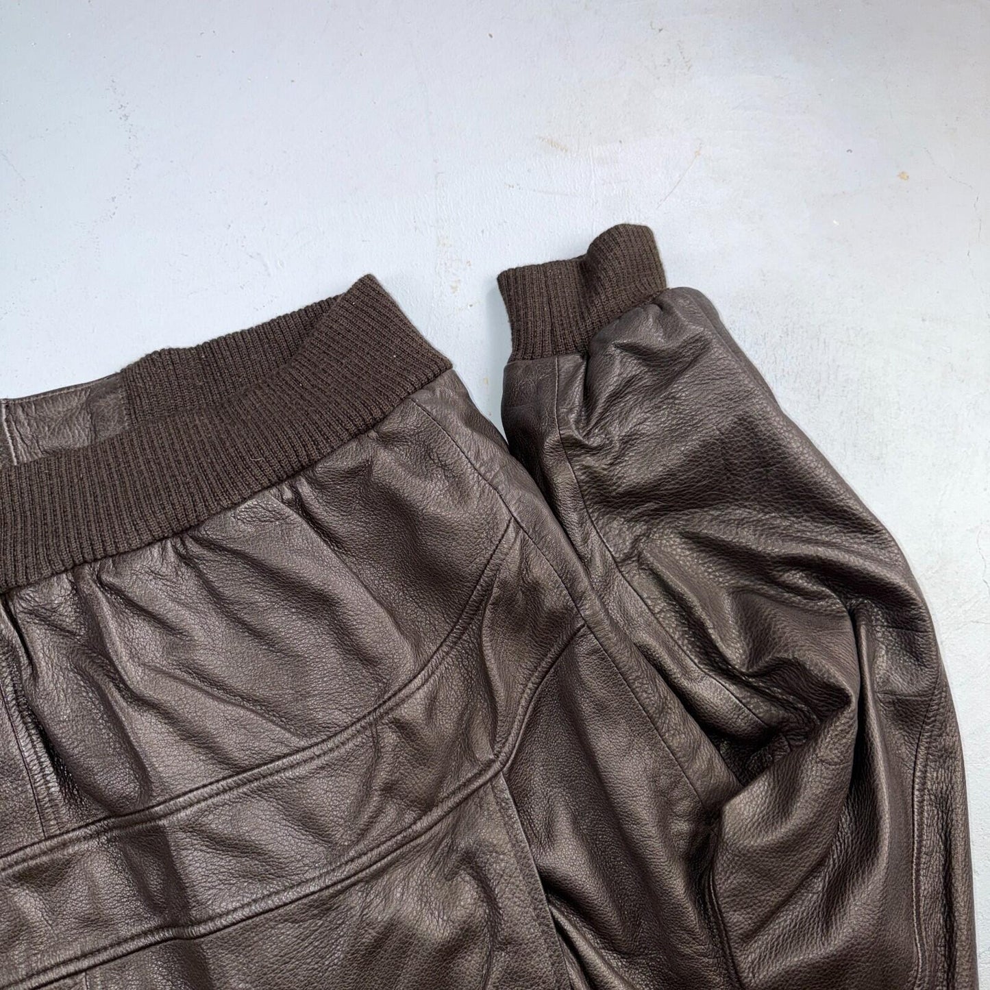 Bally Brown Leather Jacket Mens Size 44 Bomber Coat Made in Italy Soft Wool