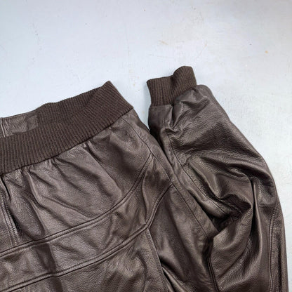 Bally Brown Leather Jacket Mens Size 44 Bomber Coat Made in Italy Soft Wool