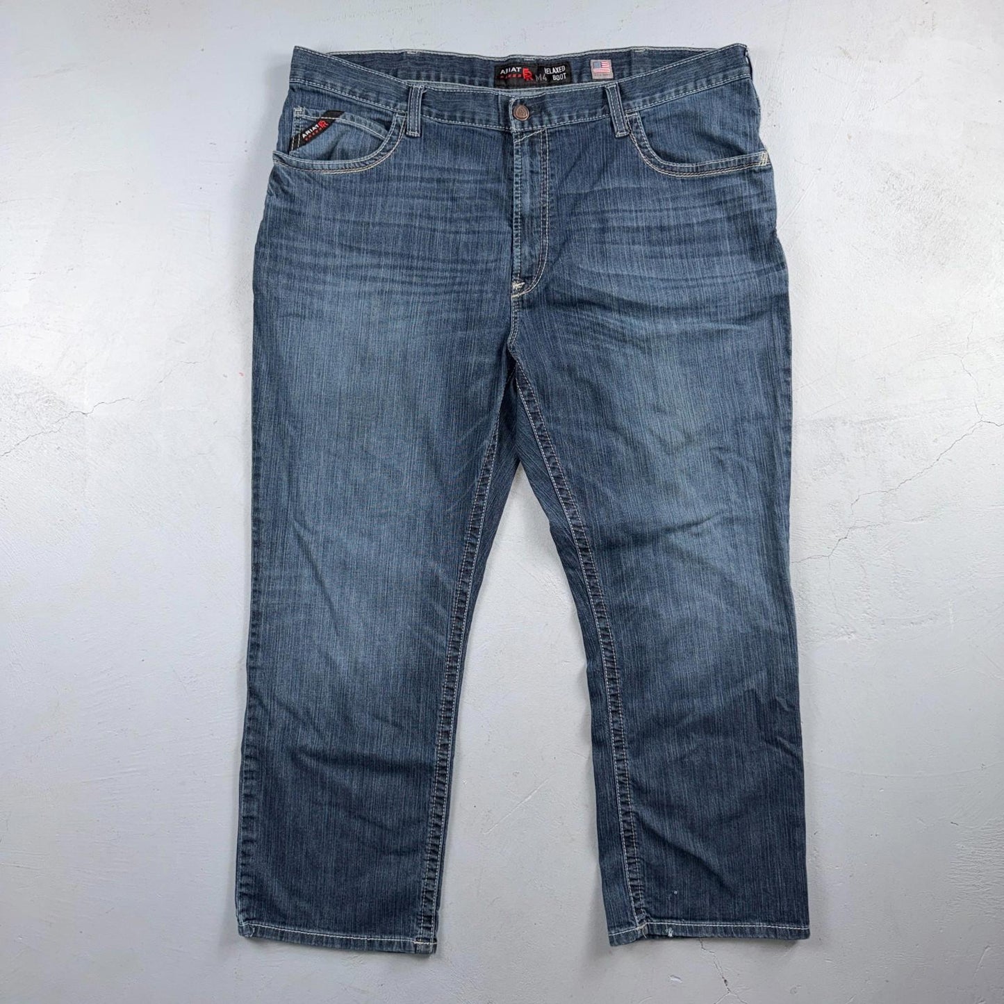Ariat M4 FR Jeans Mens Blue Flame Resistant Cat 2 Relaxed Boot Cut 42x30 Denim