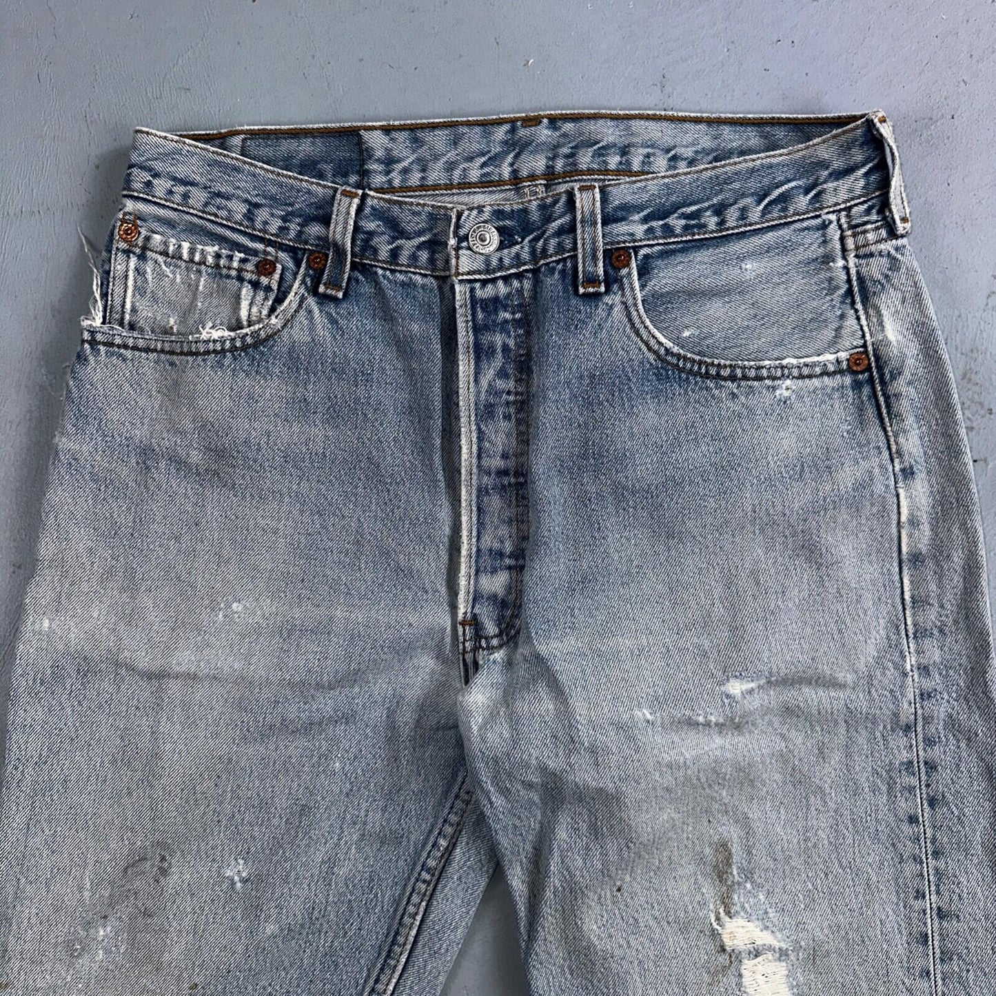 Levis 501 Vintage 90s USA XX Straight Leg Jeans Blue Light Wash 34x34 Act 31x33