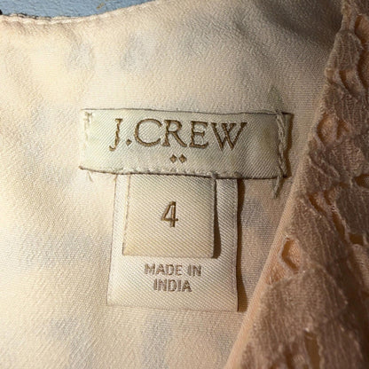 J Crew Lace Ivory Swirling Lace Pleated Sleeveless Dress Women's Size 4 Spring
