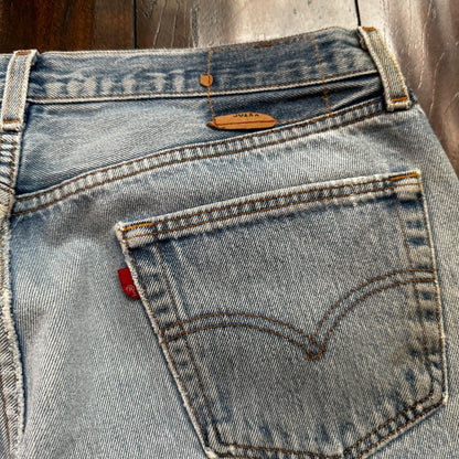 VTG 90s Levis 501 Button Fly 38x33 USA Tag Jeans Straight Wash Blue XX Act 34x28