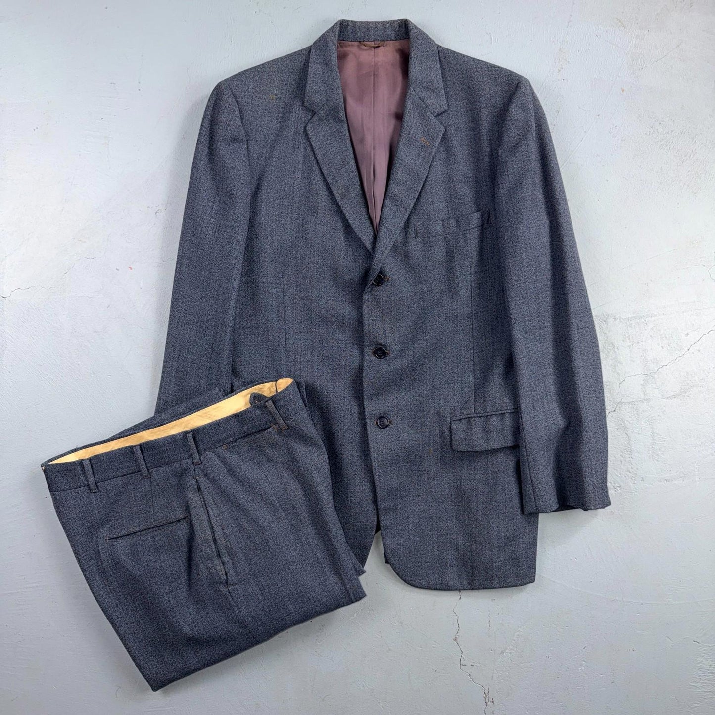 1950s 1960s VTG Mens 2 PC Suit 40 Jacket Coat Pants Blue Union Wool Rockabilly