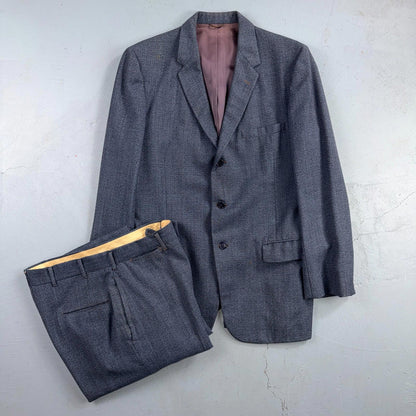 1950s 1960s VTG Mens 2 PC Suit 40 Jacket Coat Pants Blue Union Wool Rockabilly