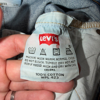 Levis 501 Vintage Y2K 90s XX Straight Leg Jeans Blue Light Wash 33x34 Act 32x32