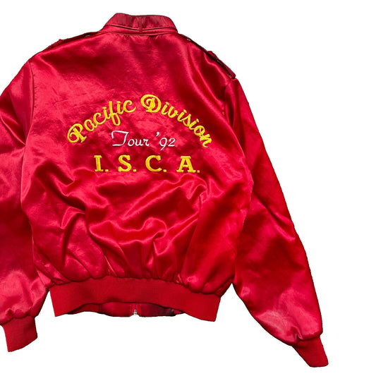 VTG 90s GTX Pacific Divison Satin Bomber Jacket USA Rare 80s ISCA Dale Arnold