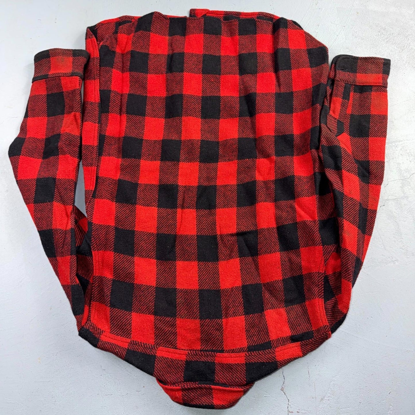VTG 1940s Penneys Jacket Red Black Wool Buffalo Plaid 40s 50s Flannel Shirt Wool