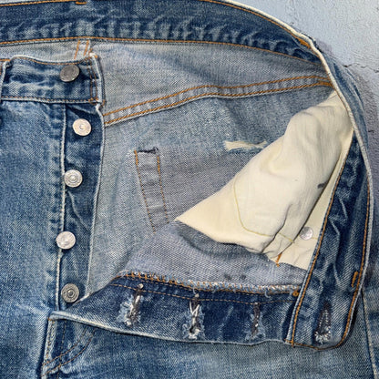 Levis 501 Vintage 70s SS Redline Selvedge USA XX Jeans Light Wash Act 31x28 Used