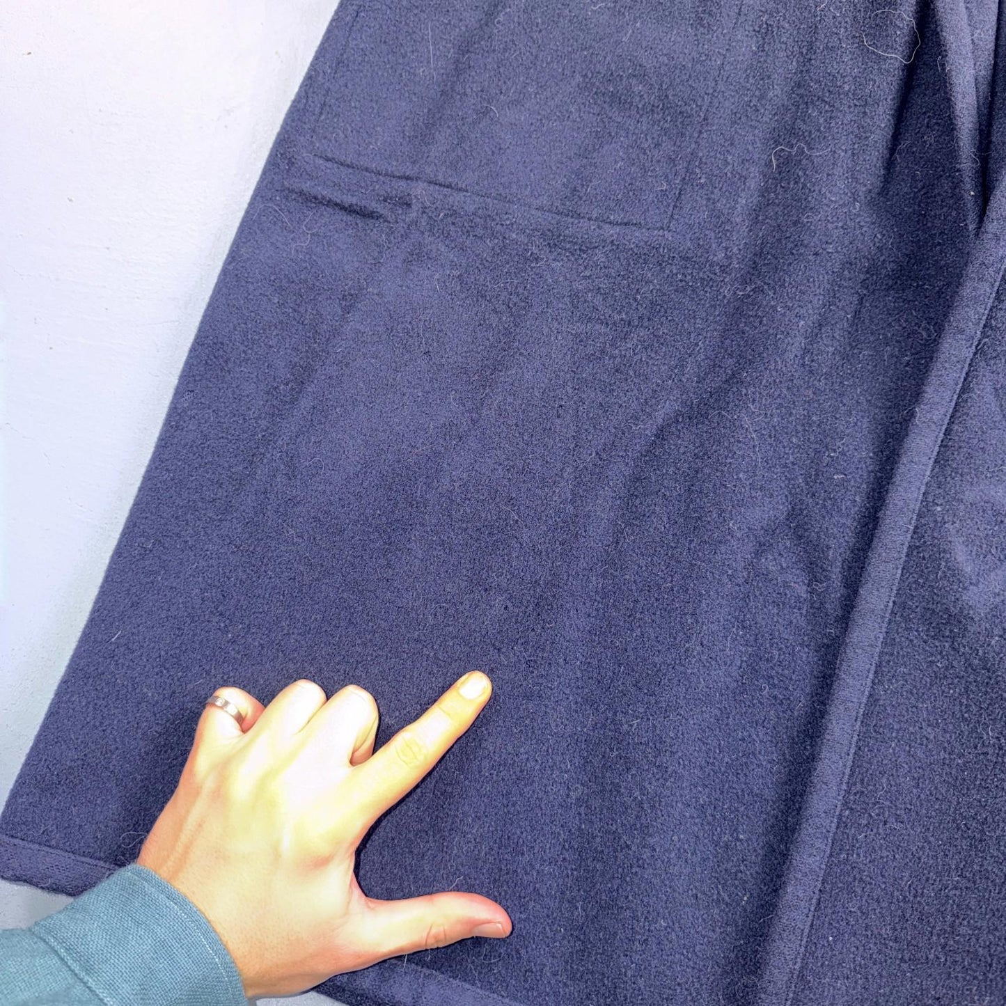 Eileen Fisher Coat Women’s Blue Wool Open Front Oversized Kimono Jacket VTG