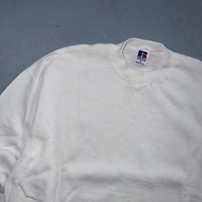 Russell Athletic XL Sweatshirt 90s VTG Crewneck White Basic Blank Essential