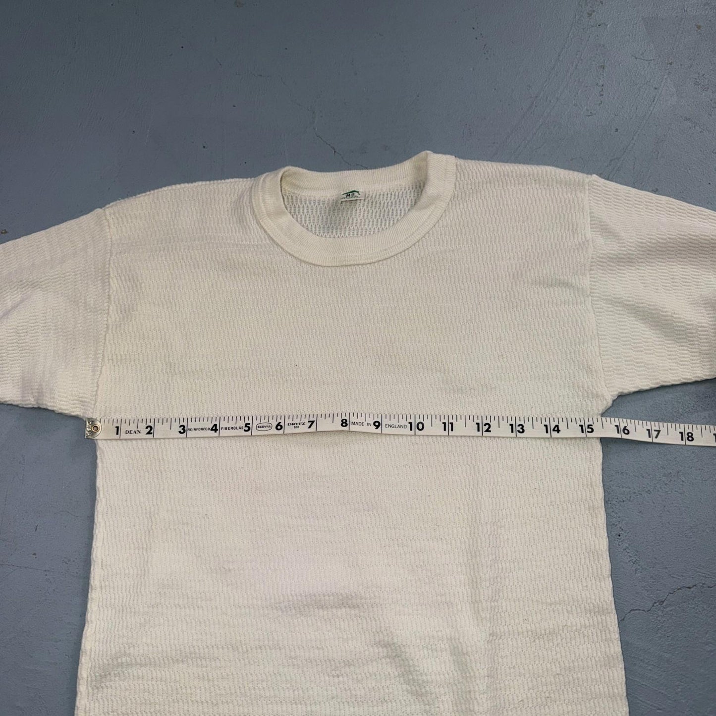Vintage Hanes Green Tag Waffle Knit Thermal Shirt 70s M Long White 1970s White