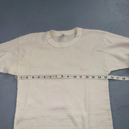 Vintage Hanes Green Tag Waffle Knit Thermal Shirt 70s M Long White 1970s White